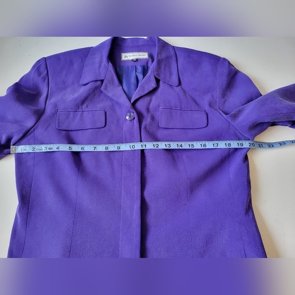 Travis Ayers Silk Purple Padded Shoulder Blazer Size 12 - Picture 7 of 11